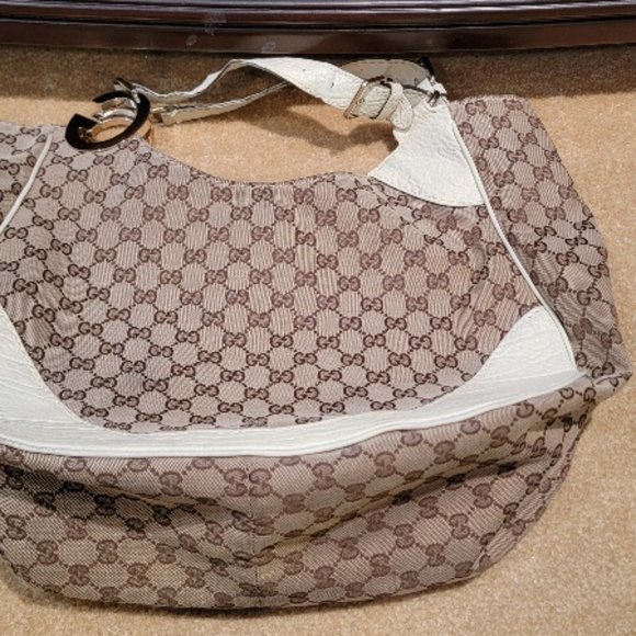 GUCCi Charlotte MUST GO@! Large Canvas Leather Hobo Handbag - Picture 3 of 16
